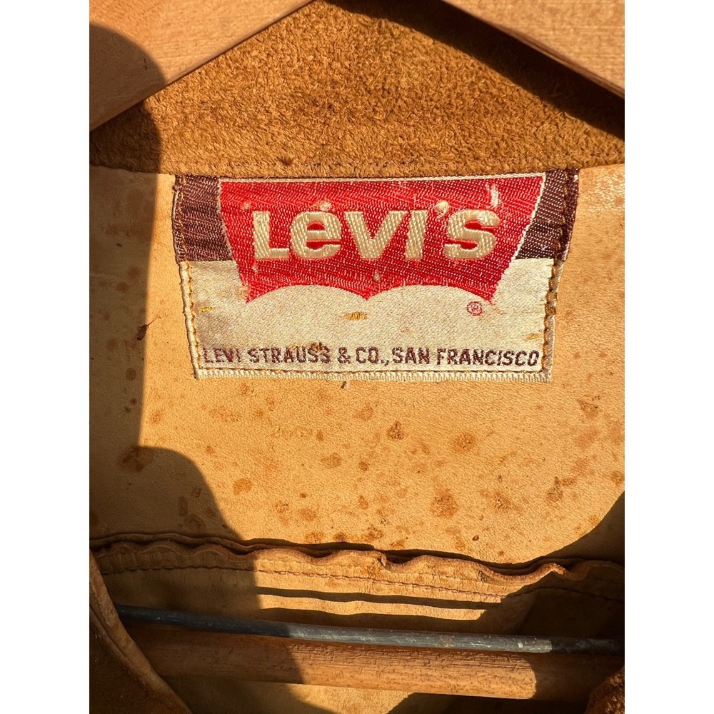 Levis Trucker Jacket Mens Tan Split-Cowhide Suede Vintage 70s Made in‎ USA - Picture 2 of 14